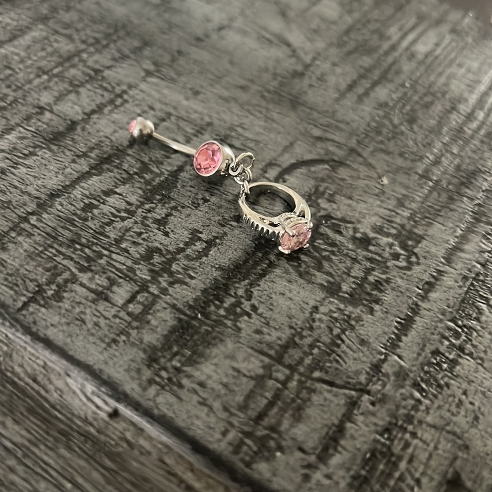 Pink Promise ring belly button ring - Picture 3 of 5